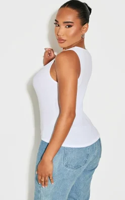 Shape White Swirl Logo Ribbed Longline Vest Top