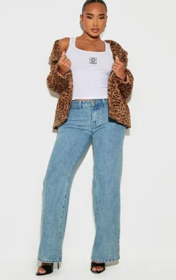 Shape White Swirl Logo Ribbed Longline Vest Top