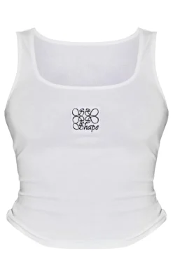 Shape White Swirl Logo Ribbed Longline Vest Top