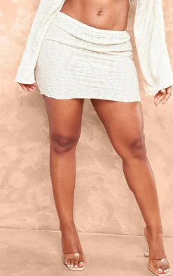 Shape White Textured Basic Low Rise Mini Skirt
