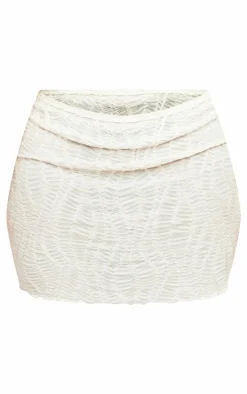 Shape White Textured Basic Low Rise Mini Skirt
