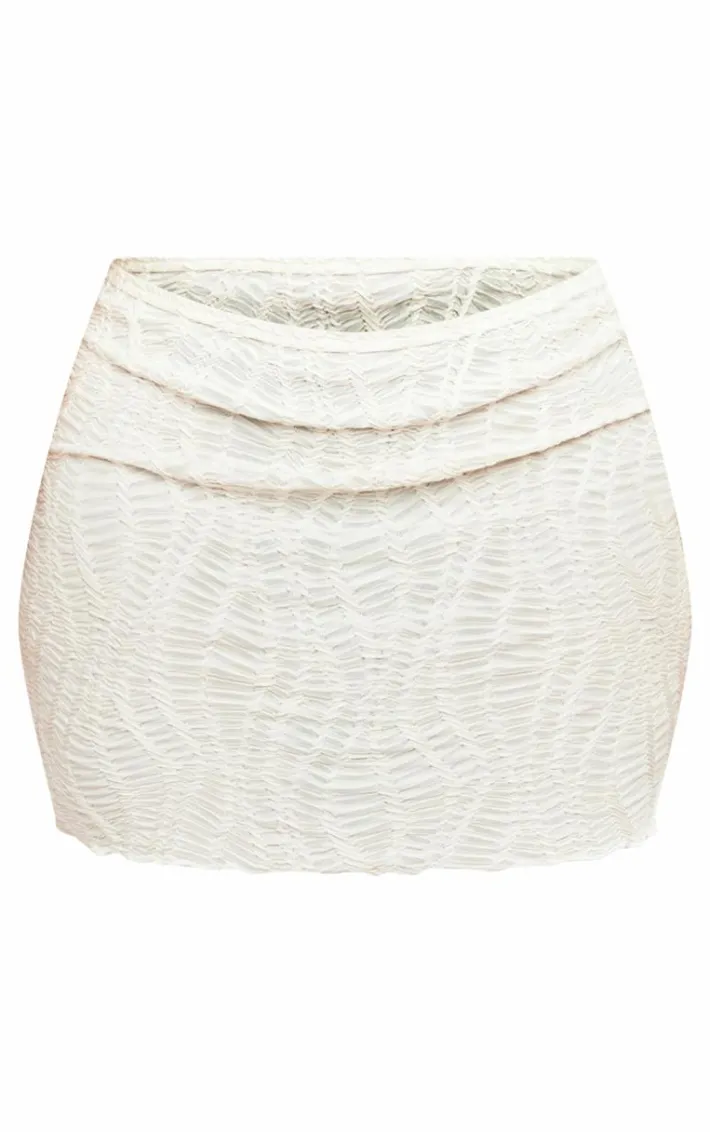 Shape White Textured Basic Low Rise Mini Skirt
