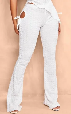 Shape White Textured Cut Out Flare Pants