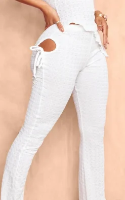 Shape White Textured Cut Out Flare Pants