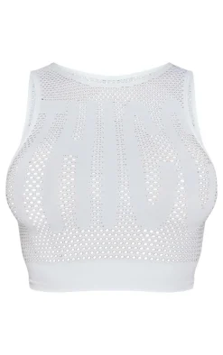 Shape White Textured Seamless Thicc Sleeveless Crop Top