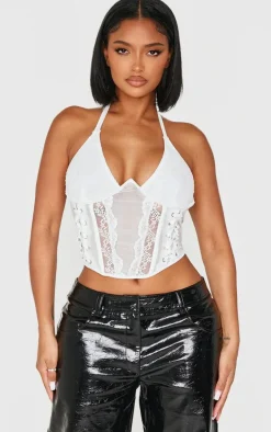 Shape White Underwired Lace Insert Corset Top