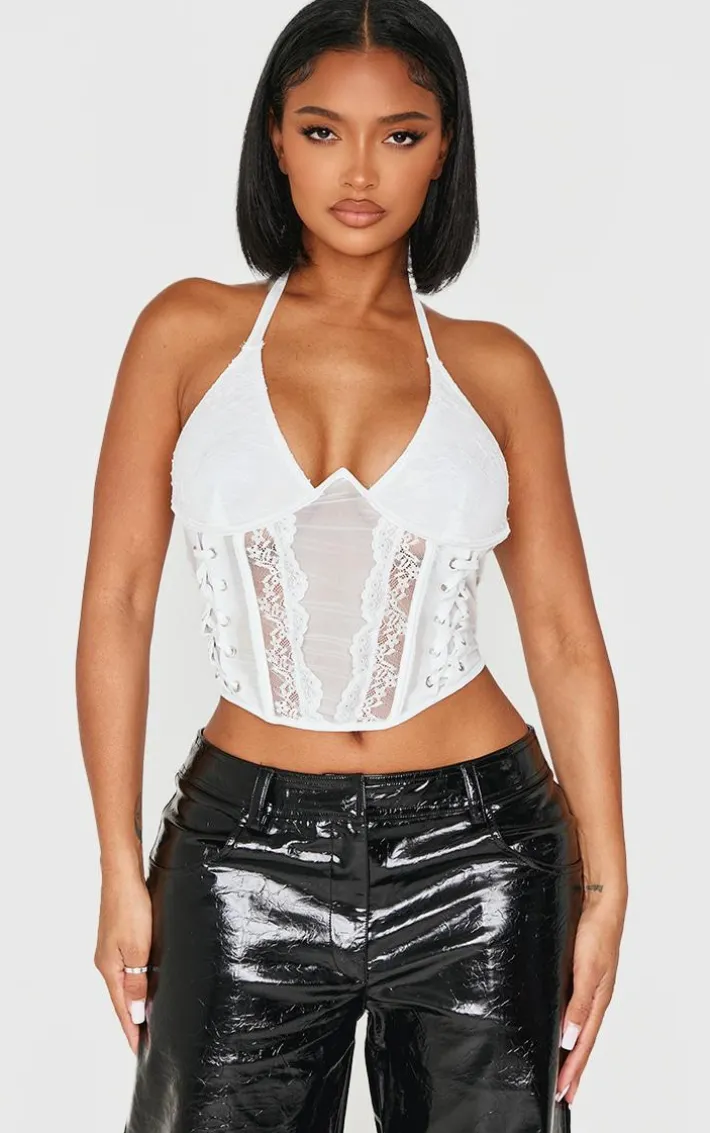 Shape White Underwired Lace Insert Corset Top