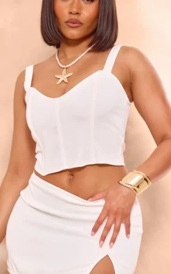 Shape White Woven Boning Strappy Corset