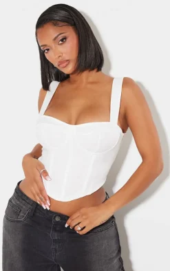 Shape White Woven Corset Crop Top