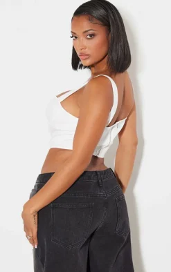 Shape White Woven Corset Crop Top