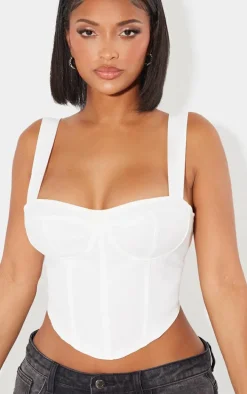 Shape White Woven Corset Crop Top