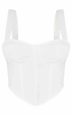 Shape White Woven Corset Crop Top