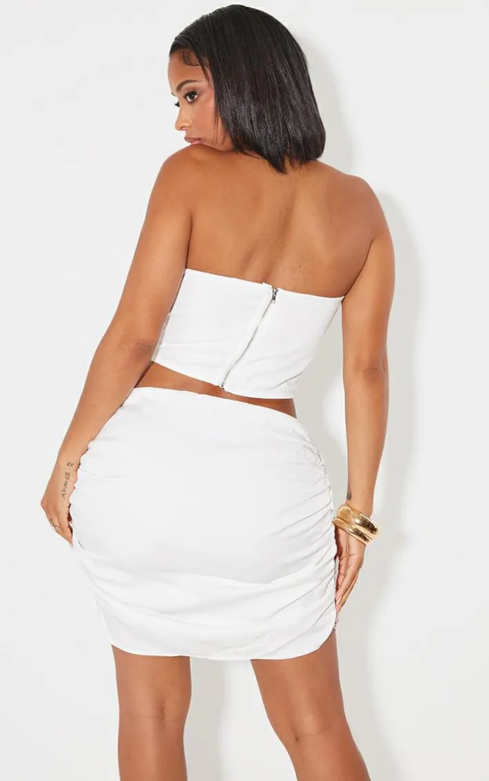 Shape White Woven Cut Out Corset Deail Bodycon Dress
