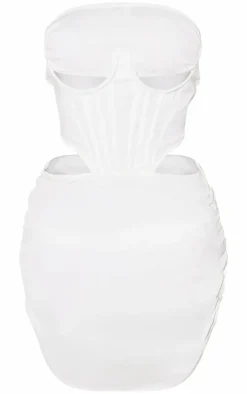 Shape White Woven Cut Out Corset Deail Bodycon Dress