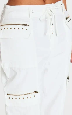 Shape White Woven Pocket Detail Wide Leg Pants