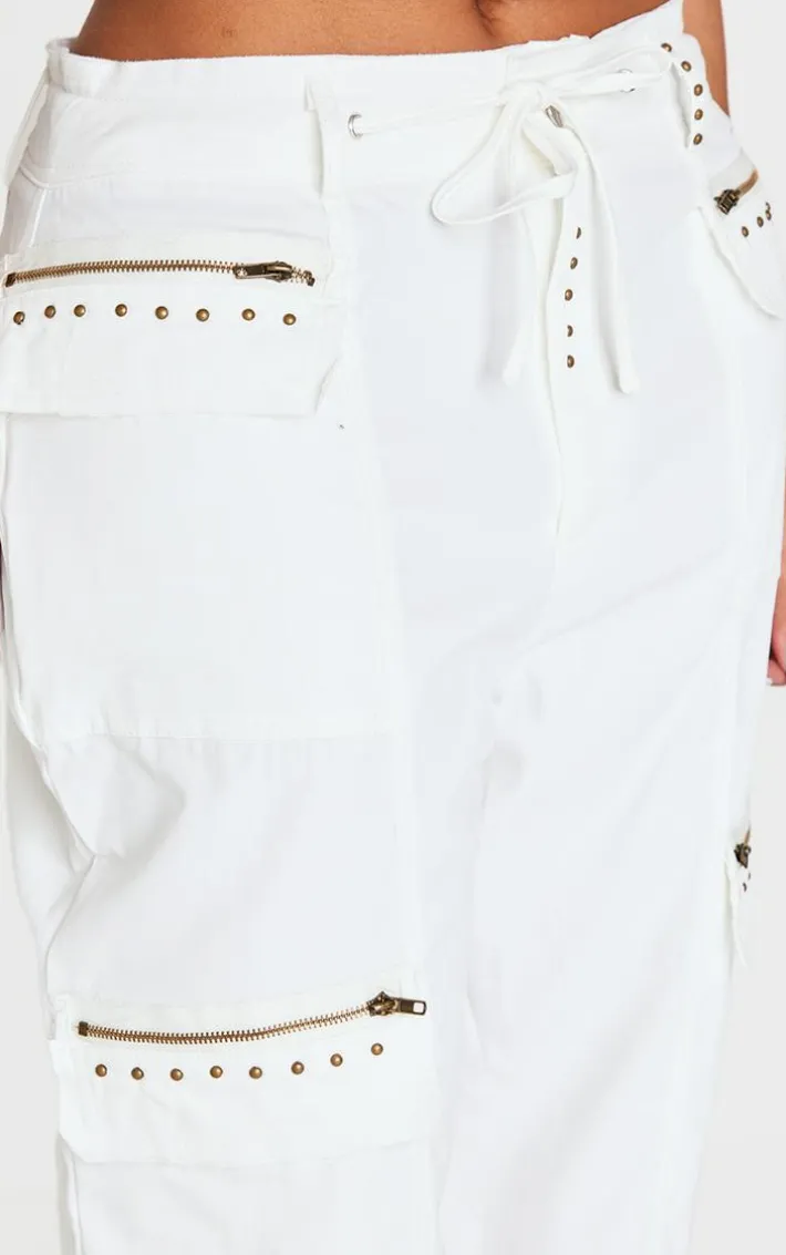 Shape White Woven Pocket Detail Wide Leg Pants