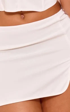 Shape White Woven Split Mini Skirt