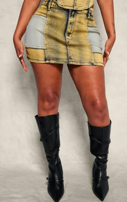 Shape Yellow Denim Micro Mini Skirt