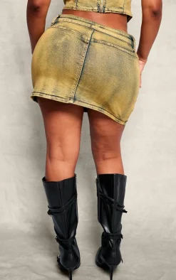 Shape Yellow Denim Micro Mini Skirt