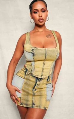 Shape Yellow Denim Micro Mini Skirt