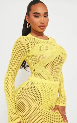 Shape Yellow Knit Body Print Bodysuit