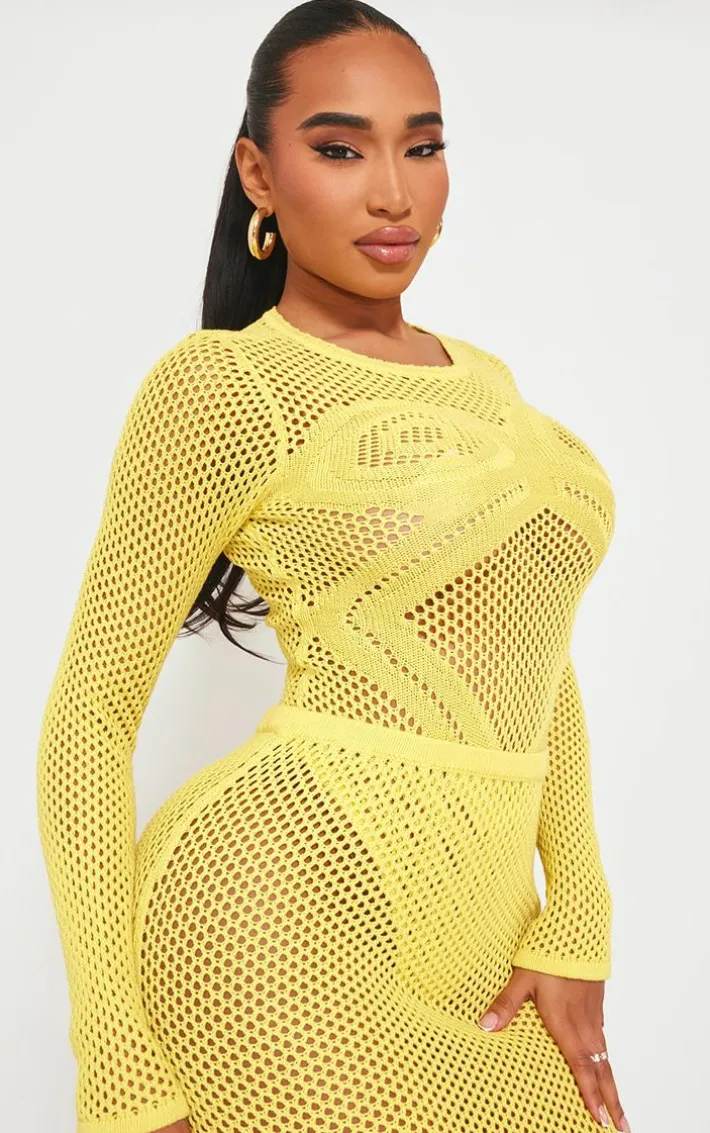 Shape Yellow Knit Body Print Bodysuit