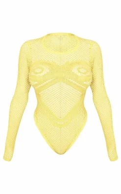 Shape Yellow Knit Body Print Bodysuit