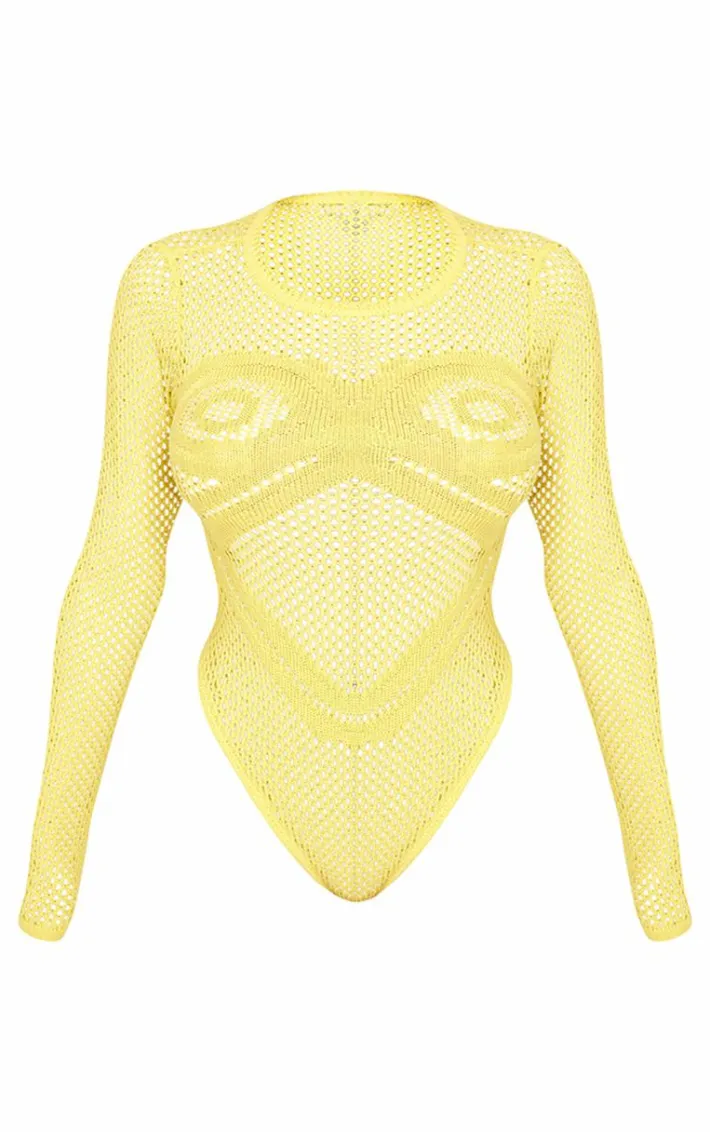 Shape Yellow Knit Body Print Bodysuit