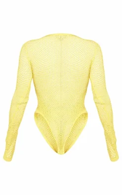 Shape Yellow Knit Body Print Bodysuit