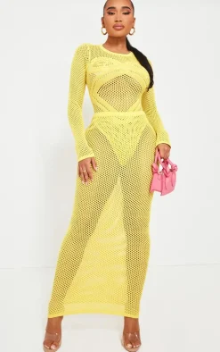 Shape Yellow Knitted Low Rise Maxi Skirt