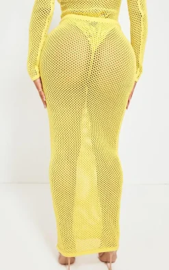Shape Yellow Knitted Low Rise Maxi Skirt