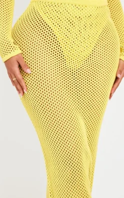 Shape Yellow Knitted Low Rise Maxi Skirt