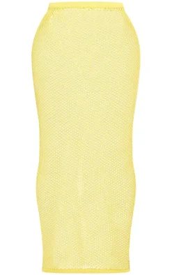 Shape Yellow Knitted Low Rise Maxi Skirt