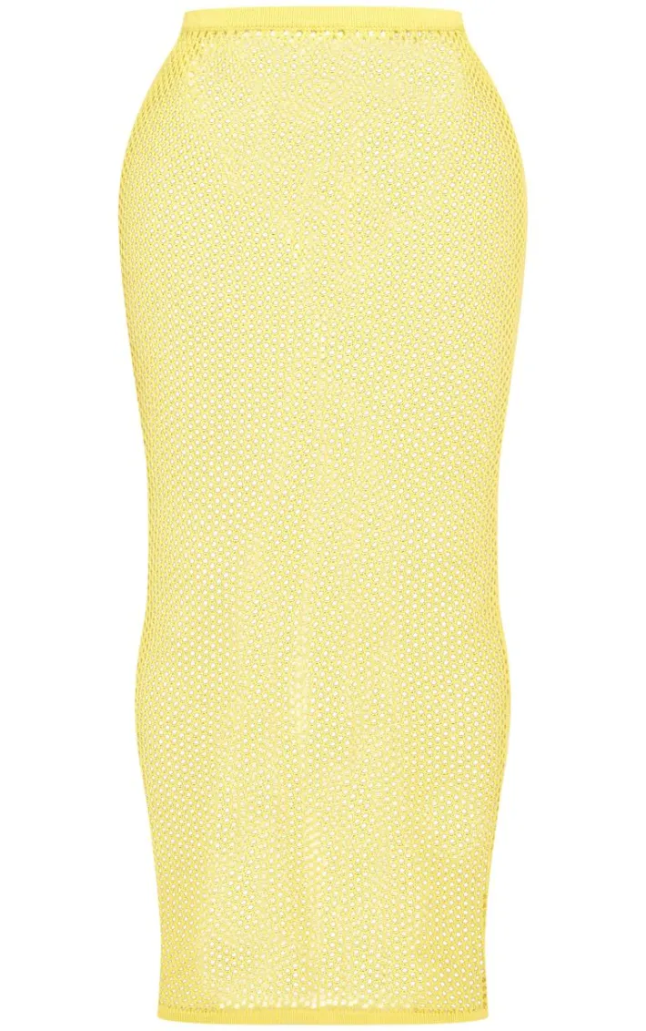 Shape Yellow Knitted Low Rise Maxi Skirt