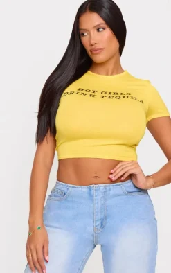 Shape Yellow Tequila Graphic Cropped Baby Tee