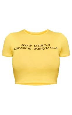 Shape Yellow Tequila Graphic Cropped Baby Tee