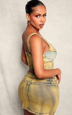 Shape Yellow Washed Denim Corset