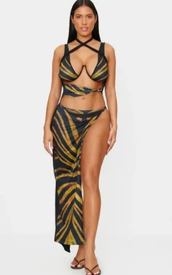 Shape Zebra Slinky Printed Cut Out Bralet Maxi Dress