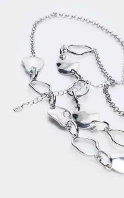 Silver Abstract Petal Link Belly Chain