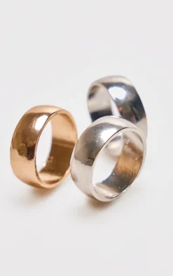 Silver And Gold Chunky Multipack Rings