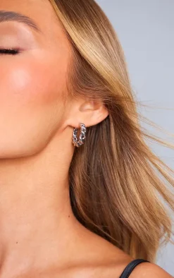 Silver Assorted Textured Small Multipack Hoop Earrings