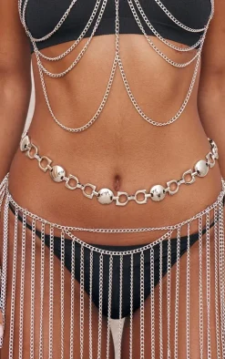 Silver Circle Chunky Link Belly Chain