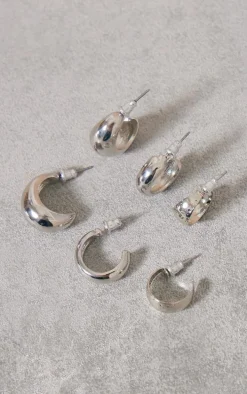 Silver Classic Simple Mutlipack Earrings
