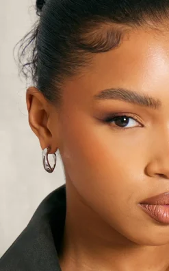 Silver Crinkle Abstract Hoop Earrings Multipack