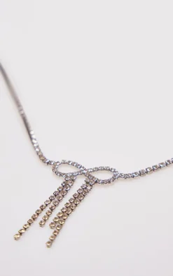 Silver Diamante Bow Belly Chain