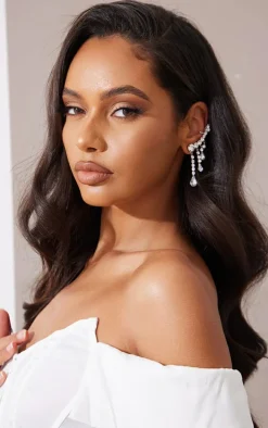 Silver Diamante Drop Ear Climber