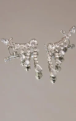 Silver Diamante Drop Ear Climber