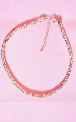 Silver Diamante Tube Choker