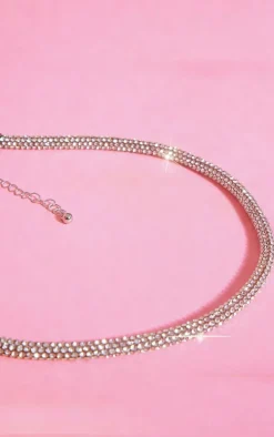Silver Diamante Tube Choker