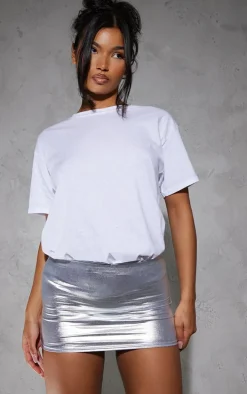 Silver Foil Low Rise Micro Mini Skirt